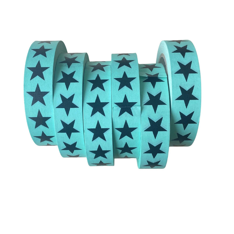 Eco Paper Tape, Turquoise Star