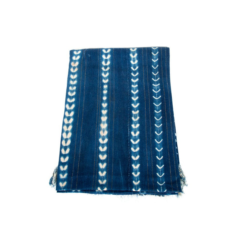 African Baule Cloth Indigo, Resist Dye Metallic