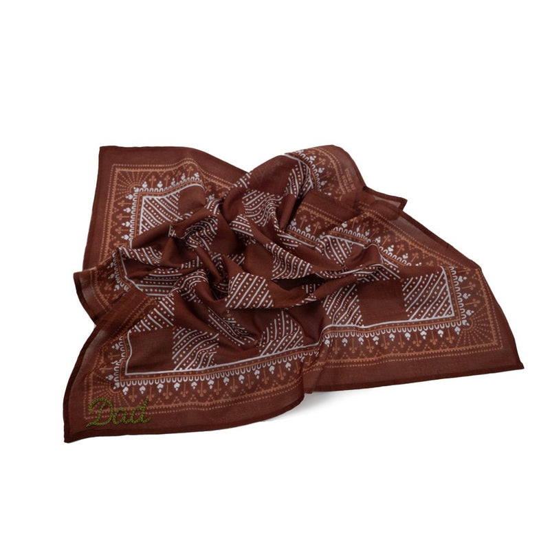 Dad Embroidered Bandana, Cocoa/Green