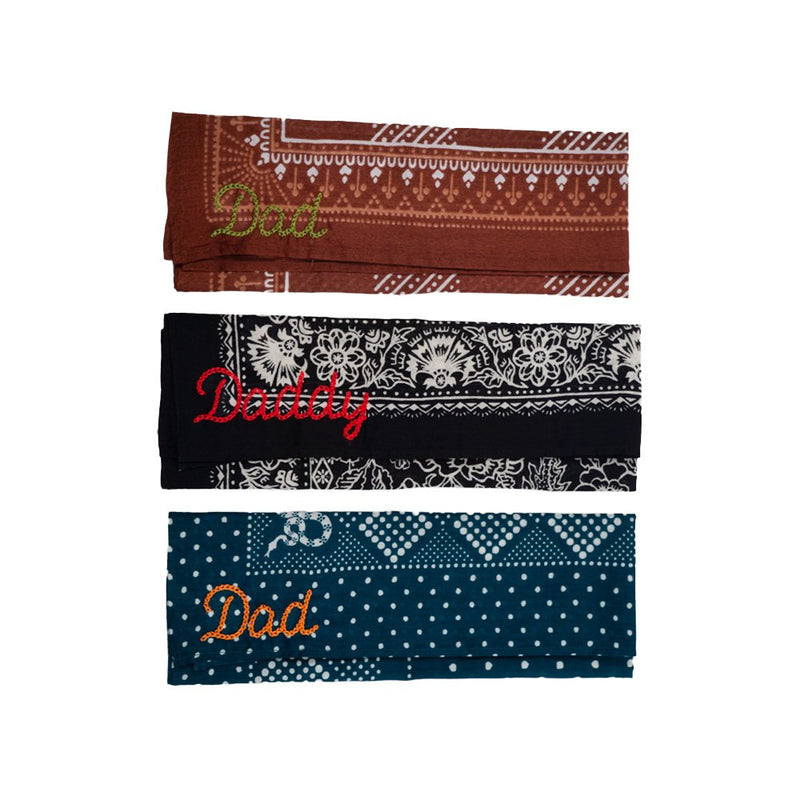 Dad Embroidered Bandana, Cocoa/Green