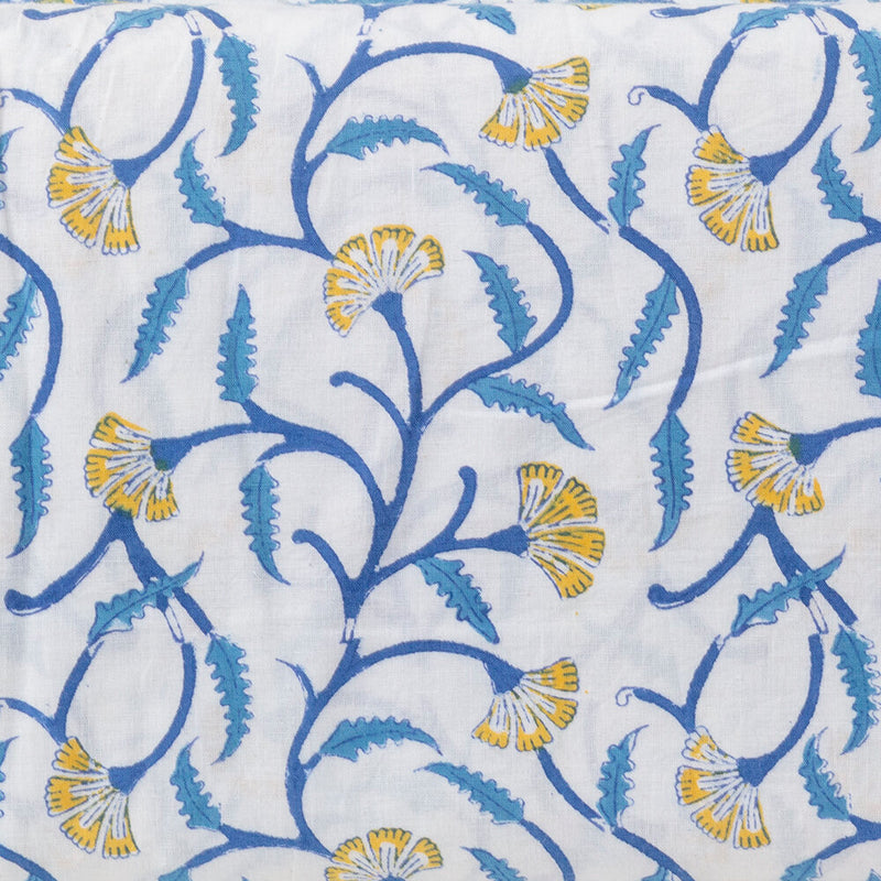 Moghul Blockprint Fabric, Blue/Yellow Patterns