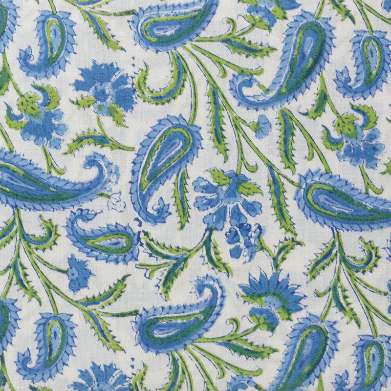 Moghul Blockprint Fabric, Blue/Yellow Patterns