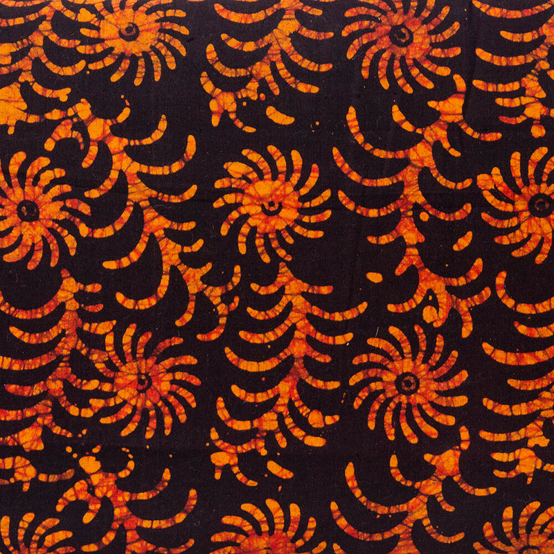 Batik Fabric, Rust/Black Patterns