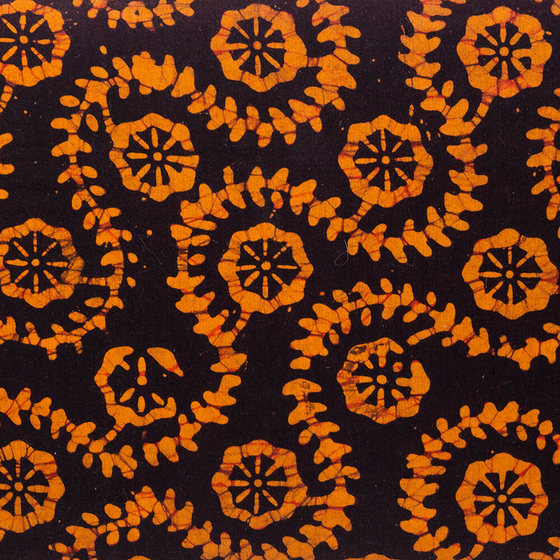 Batik Fabric, Rust/Black Patterns