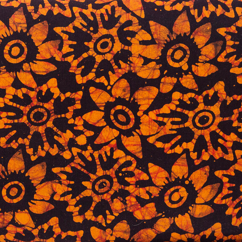 Batik Fabric, Rust/Black Patterns