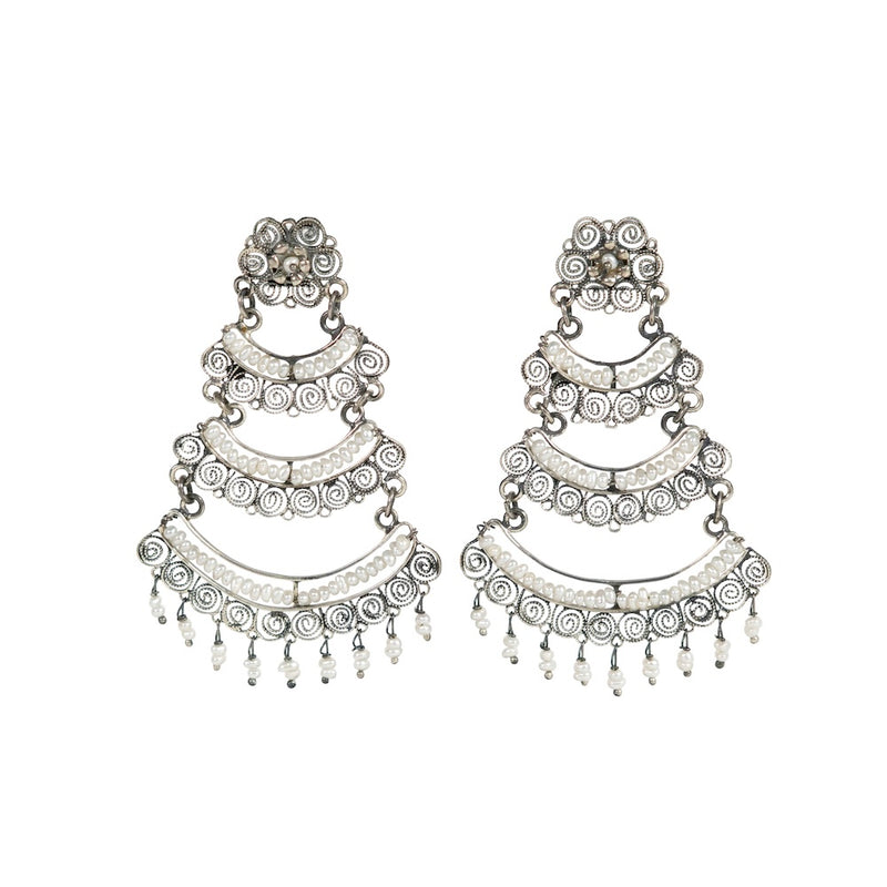 Sterling Silver Filigree Chandelier Earrings
