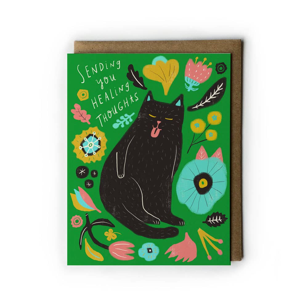 Kitty Sending You Healing Thoughts Get Well Greeting Card