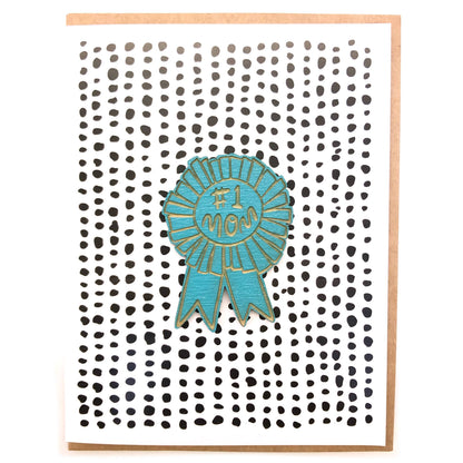Pic of the Number One Mom - Ribbon Magnet w/Card""