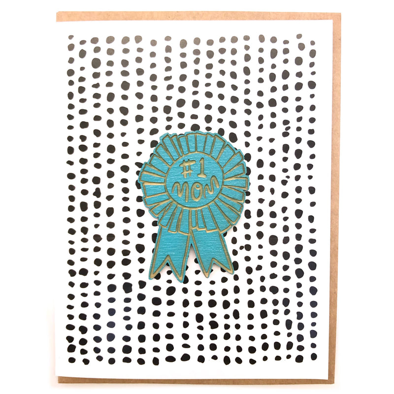 Pic of the Number One Mom - Ribbon Magnet w/Card""