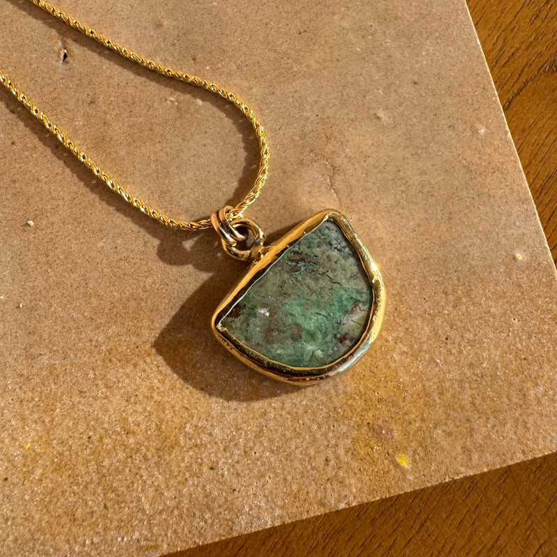 CHRYSOCOLLA NECKLACE / BRONZE & GOLD-FILL #2