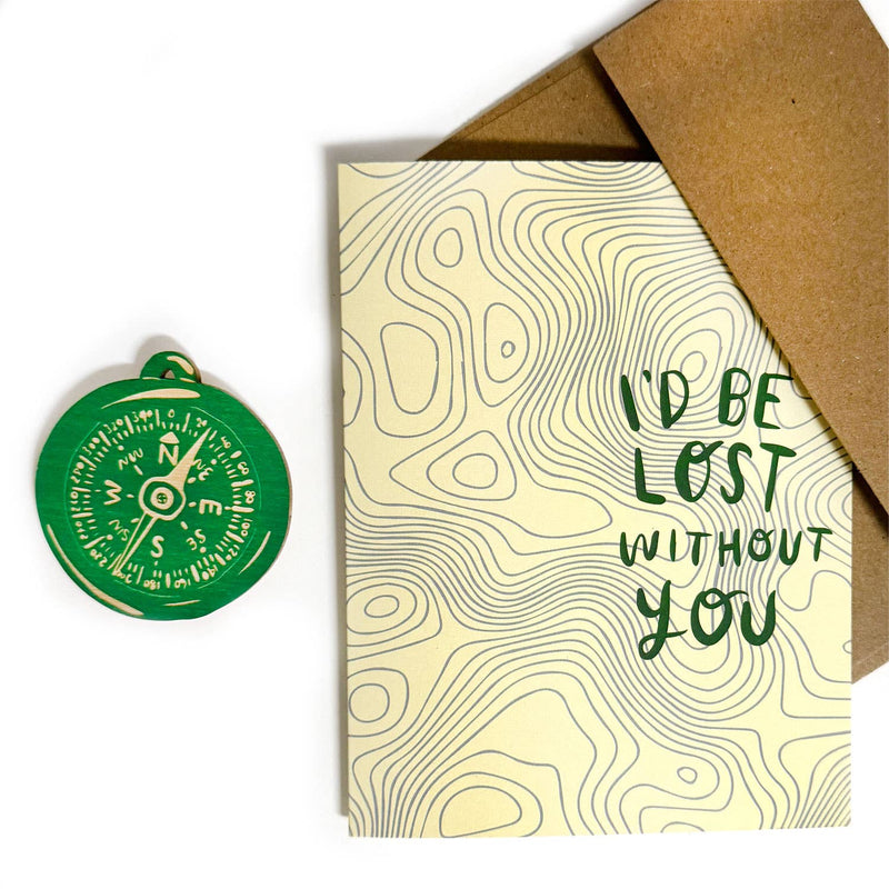 Lost Without You - Compass Magnet w/Card
