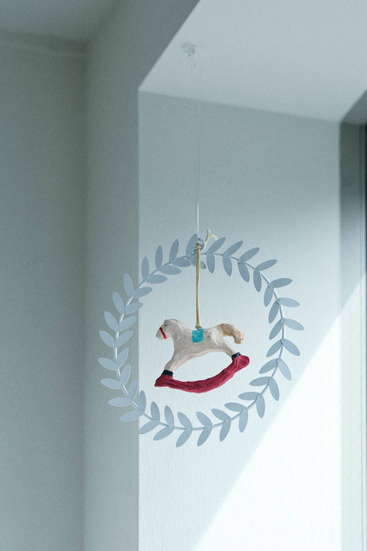 Rocking Horse Ornament, Paper Mache
