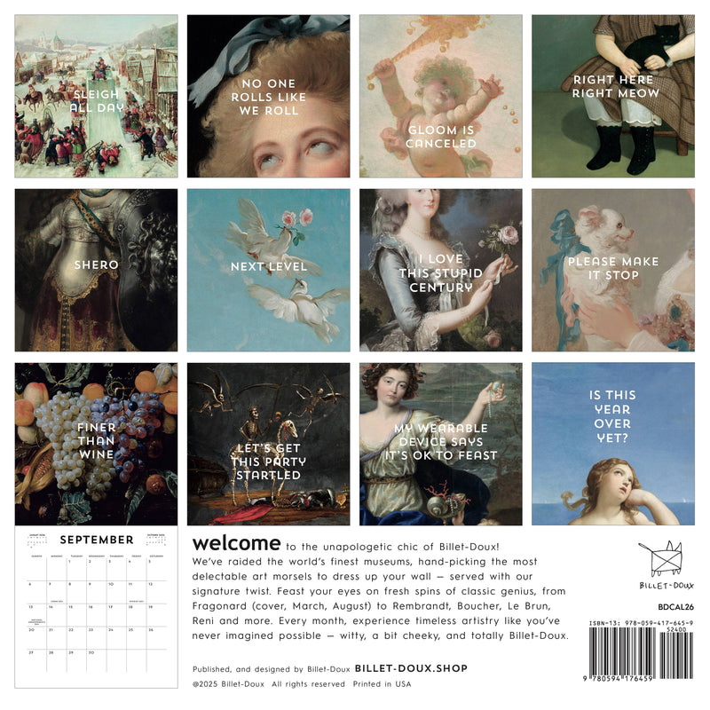 Billet-Doux 2026 Wall Calendar
