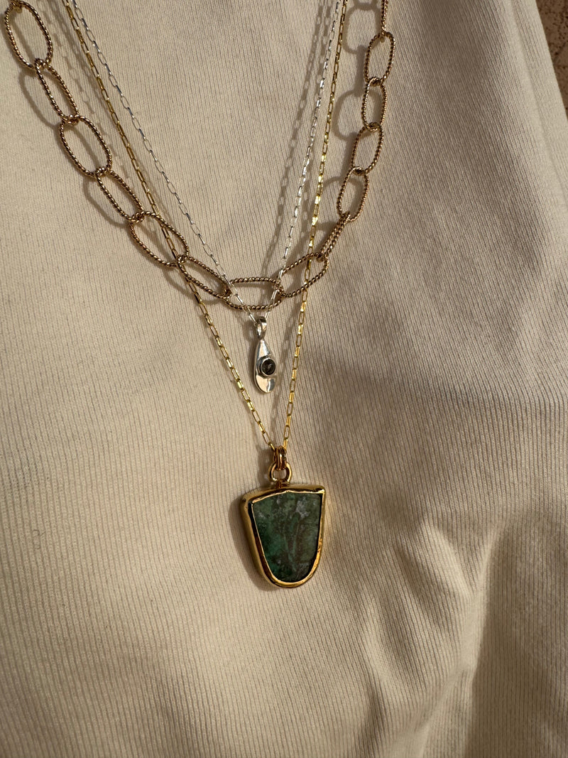CHRYSOCOLLA NECKLACE / BRONZE & GOLD-FILL