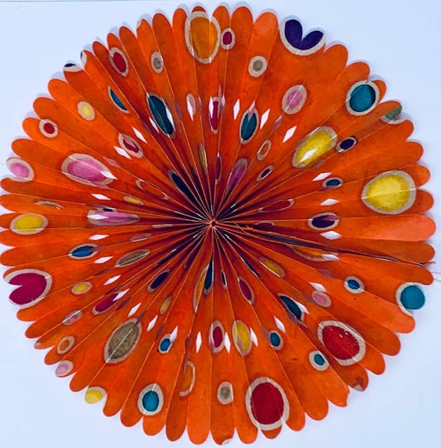 Nepalese Paper Pinwheel, Orange Polka Dots