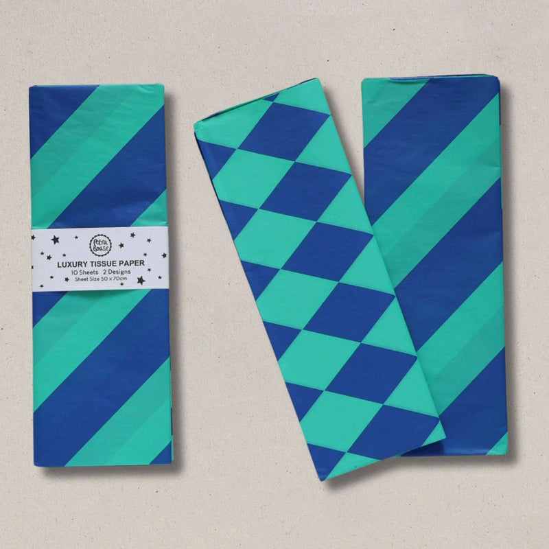 Patterned Tissue, Cobalt Blue/Jade