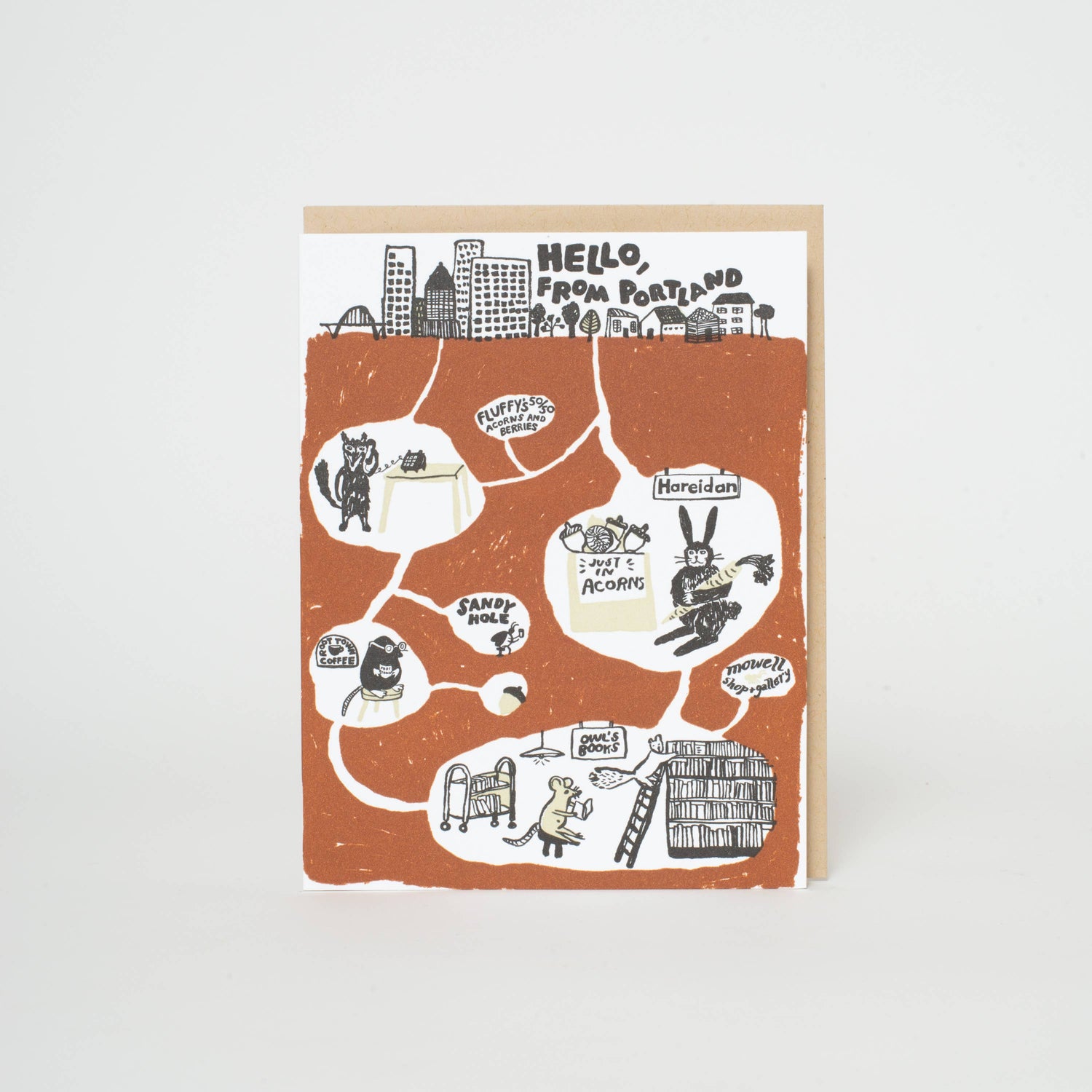 Hello From Portland Letterpress Greeting Card