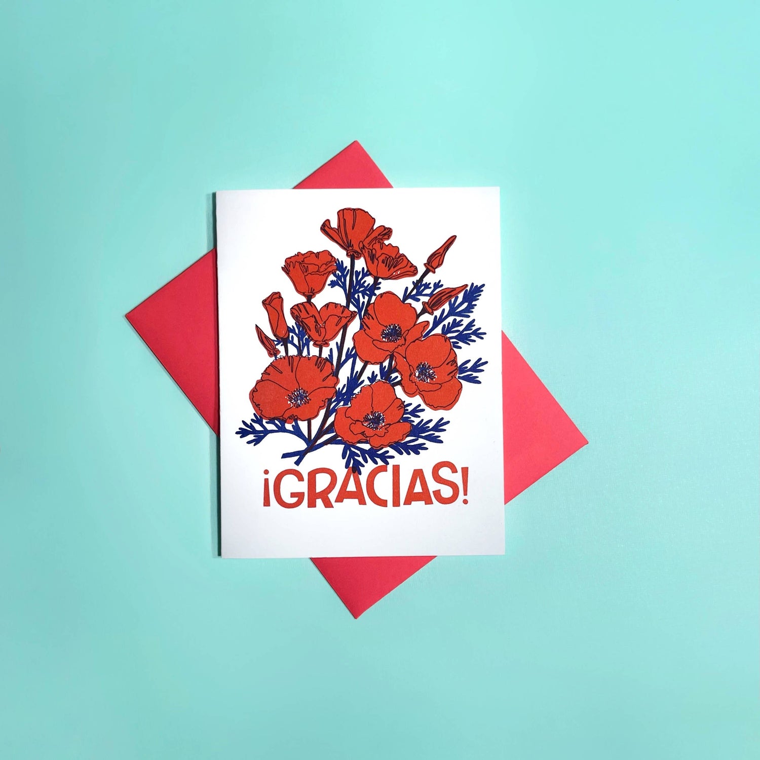 Gracias Poppies Greeting Card