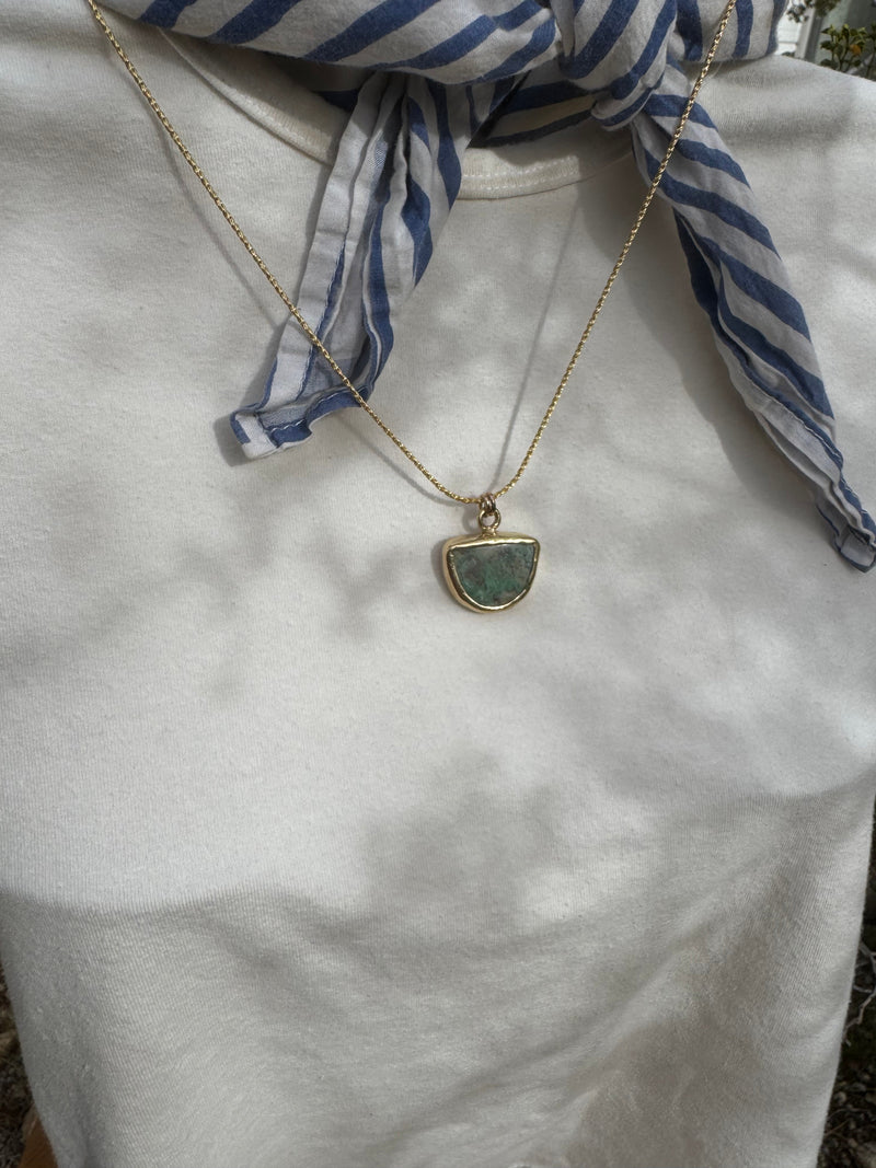 CHRYSOCOLLA NECKLACE / BRONZE & GOLD-FILL #2