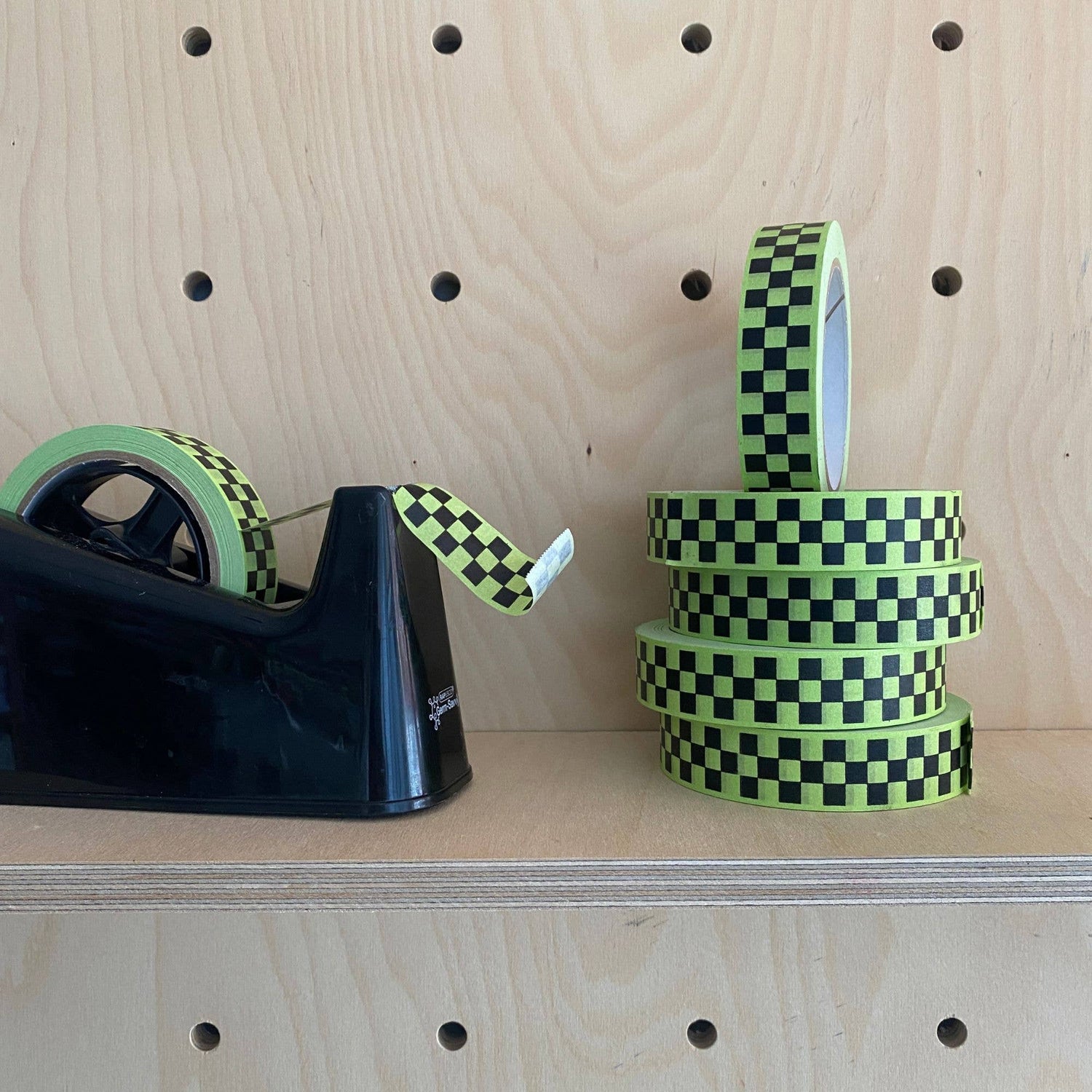 Eco Paper Tape, Apple Green Checker