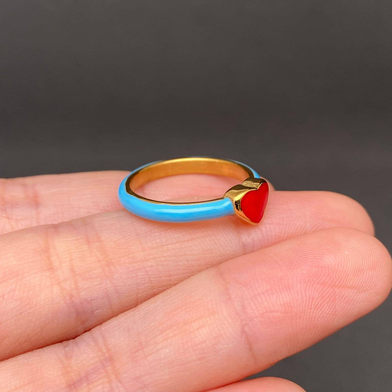 18K Gold Plated RED HEART RING