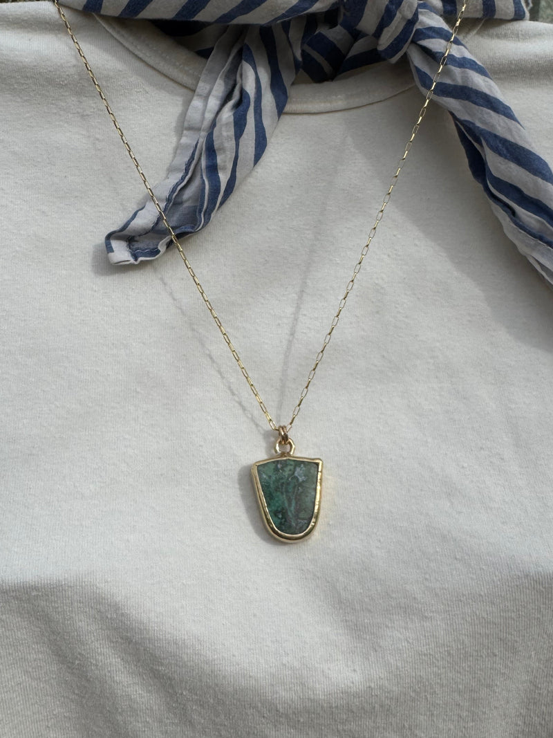 CHRYSOCOLLA NECKLACE / BRONZE & GOLD-FILL