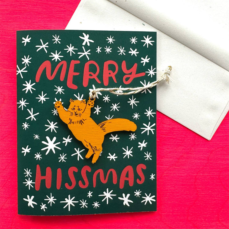 Merry Hissmas - Cat Ornament w/Card