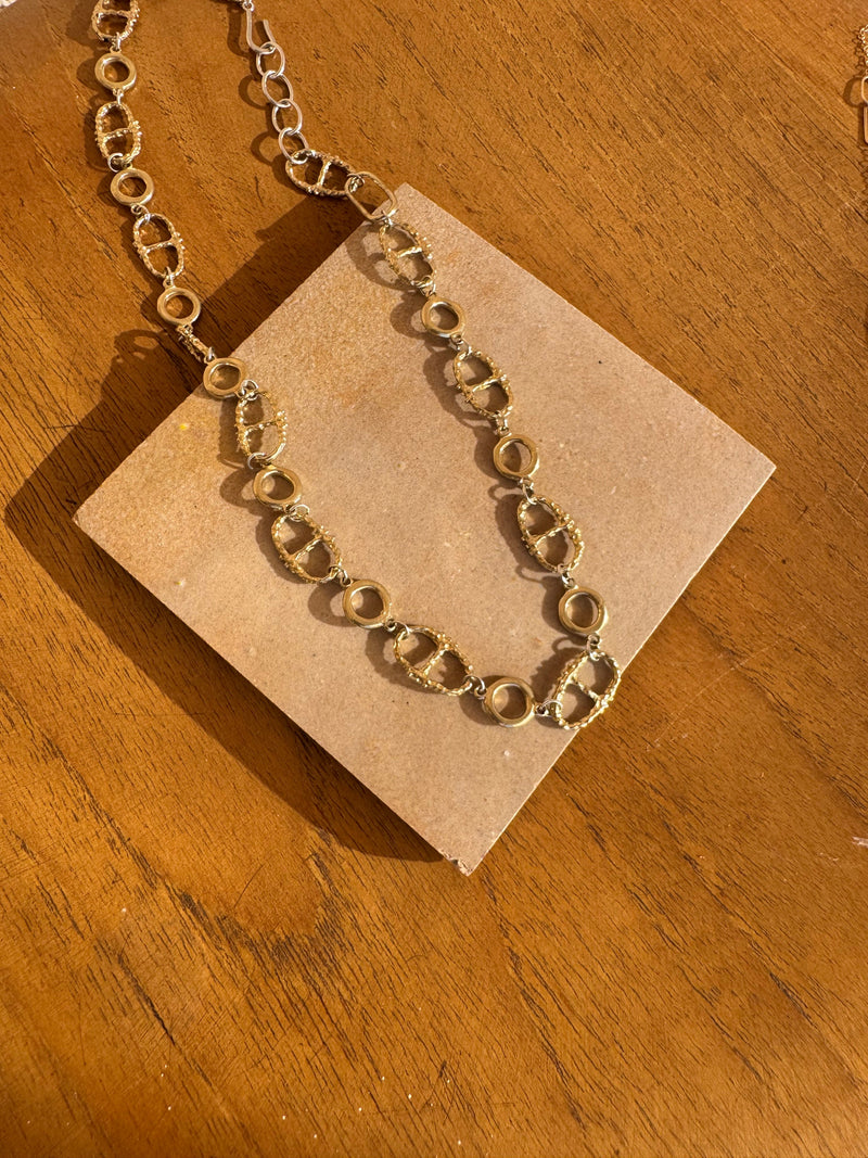 MULTI LINK BRONZE AND STERLING SILVER CHAIN