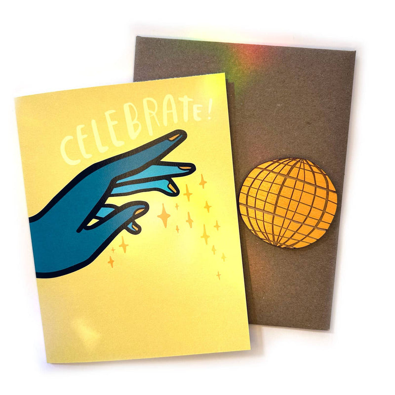 Celebrate - Hands + Disco Ball Magnet w/Card