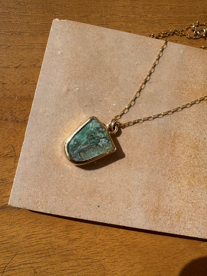 CHRYSOCOLLA NECKLACE / BRONZE & GOLD-FILL