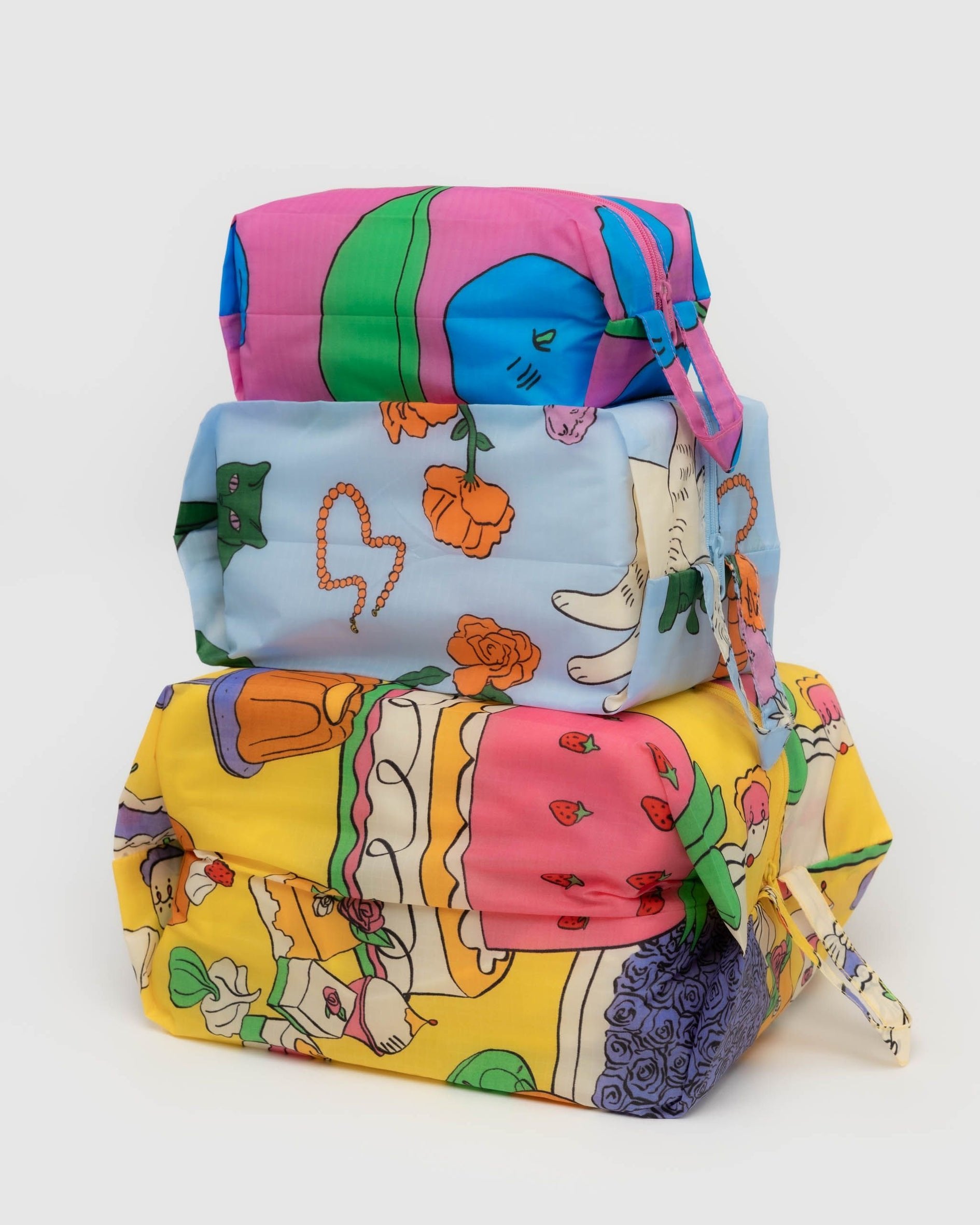 Baggu 3D Zip Set | Eco-Friendly Travel & Storage Pouches