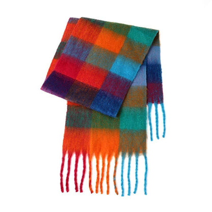 Color Block Plaid Scarf