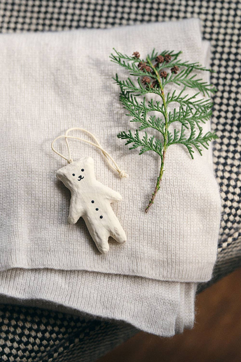 White Bear Ornament, Paper Mache