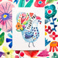 Blue Rooster Thank You Greeting Card