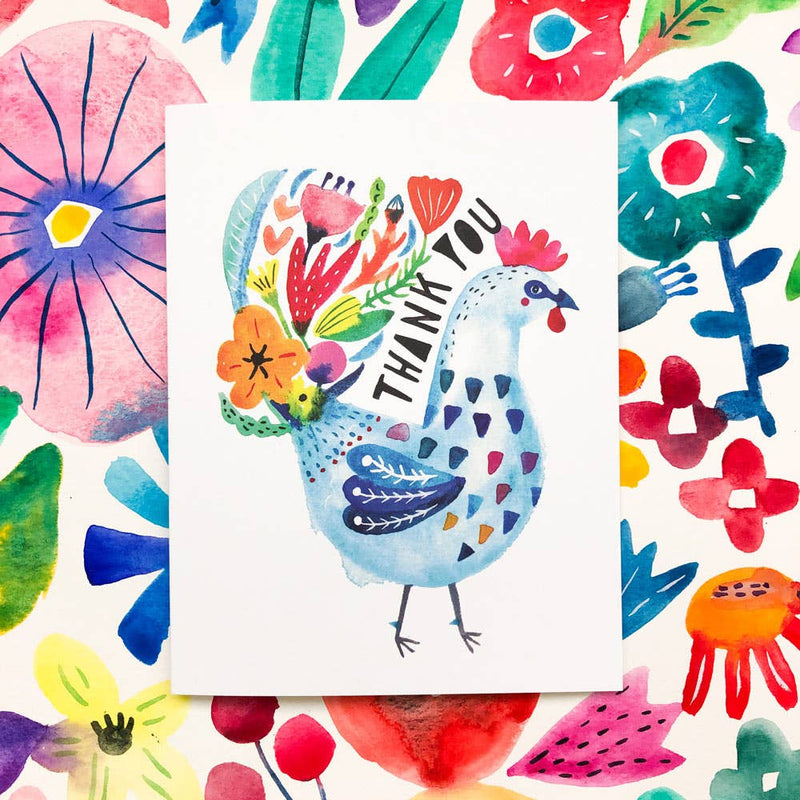 Blue Rooster Thank You Greeting Card