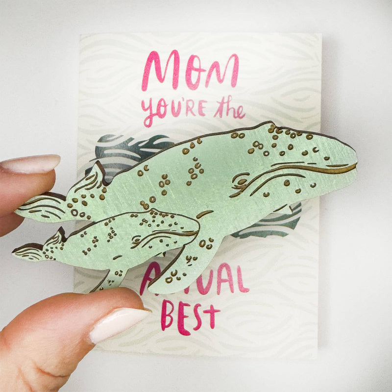 Actual Best Mom - Gray Whale Magnet w/Card