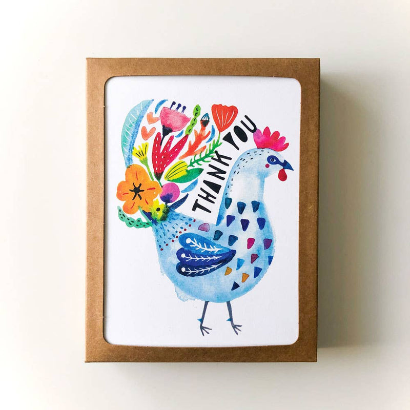 Blue Rooster Thank You Greeting Card