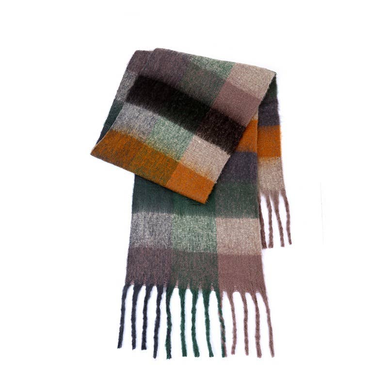Color Block Plaid Scarf