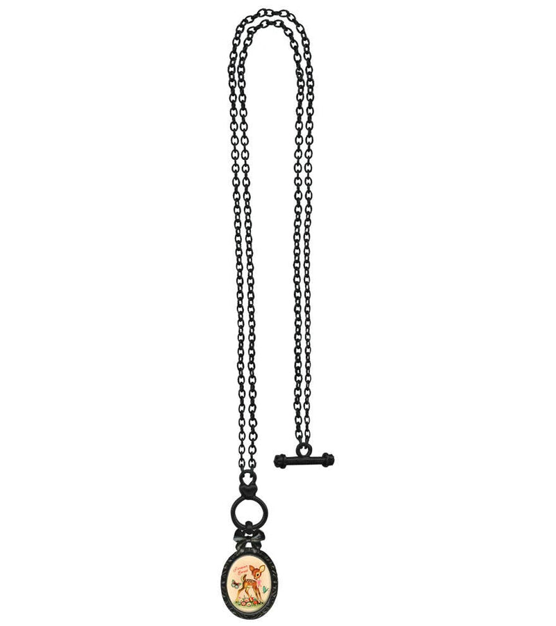 Forever Sweet Victorian Oval Bow Frame Necklace: Long Silver Chain
