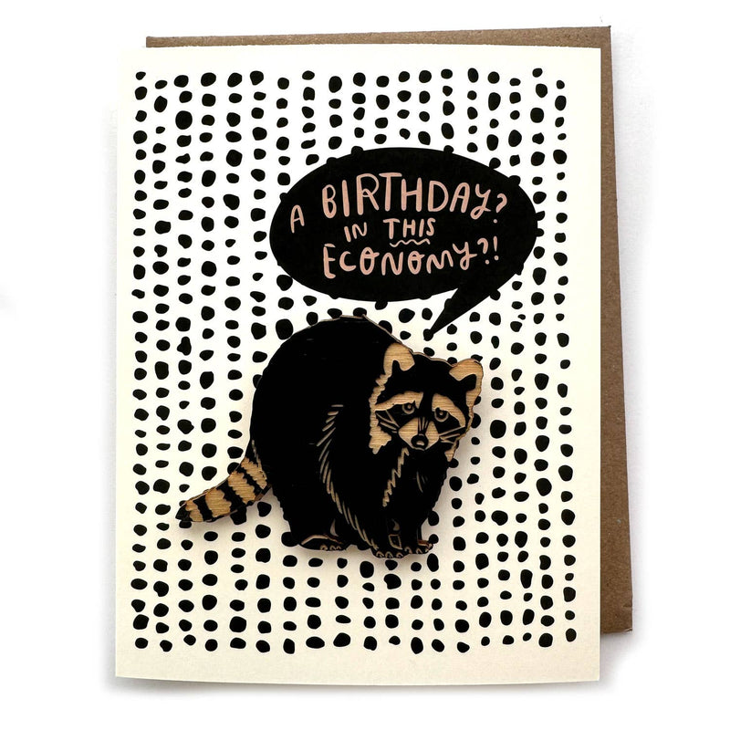 Pic of the &quo;Happy Birthday, in this Economy? - Raccoon Magnet w/Card&quo;