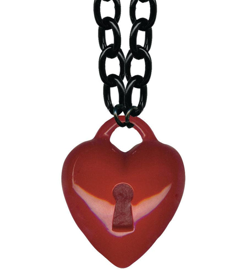 Padlock Heart Retrolite Necklace: Red
