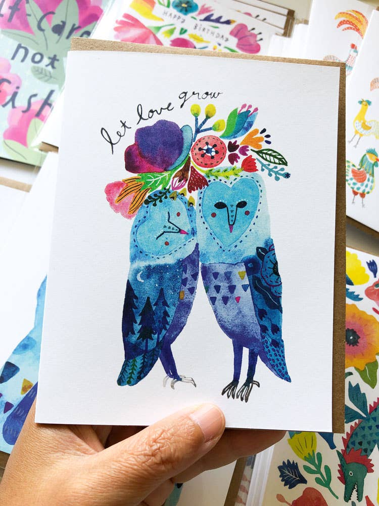 Barn Owl Let Love Grow Greeting Card
