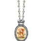 Forever Sweet Victorian Oval Bow Frame Necklace: Long Silver Chain
