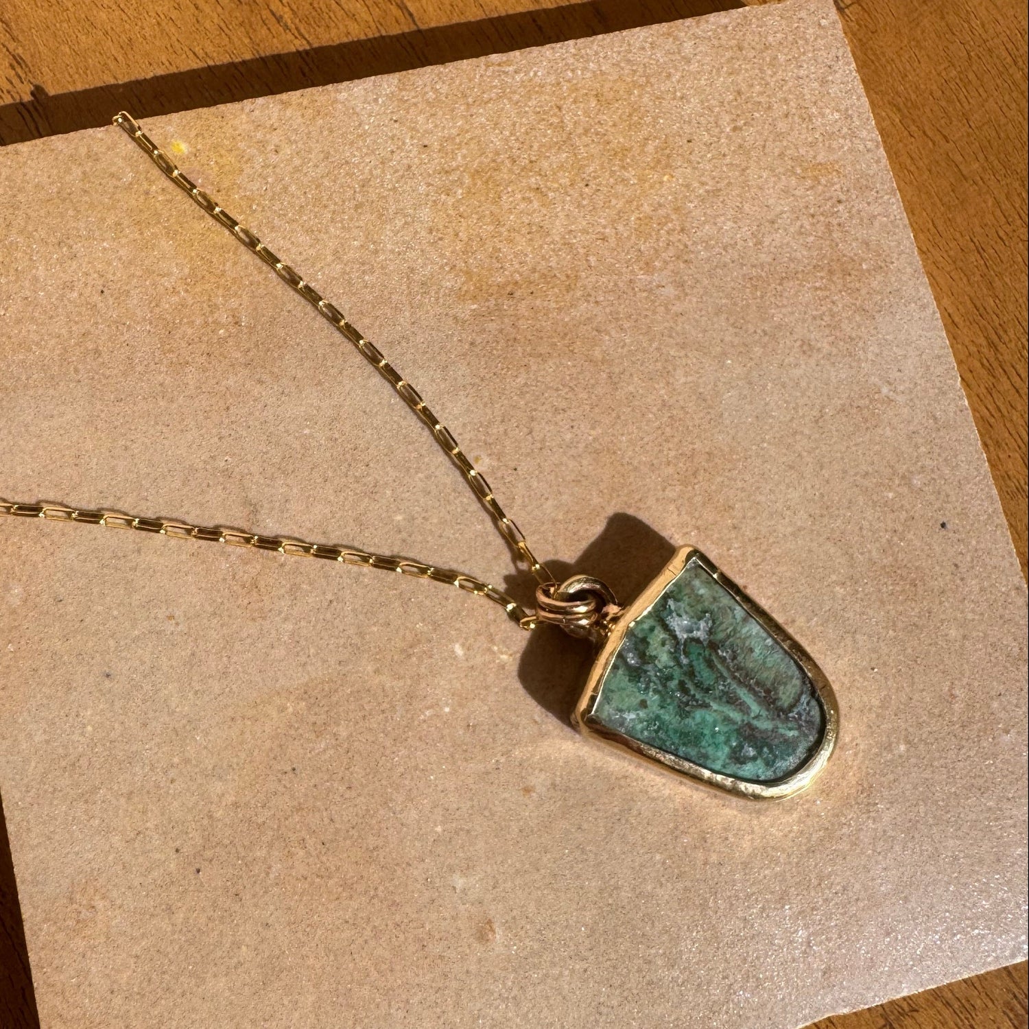 CHRYSOCOLLA NECKLACE / BRONZE & GOLD-FILL