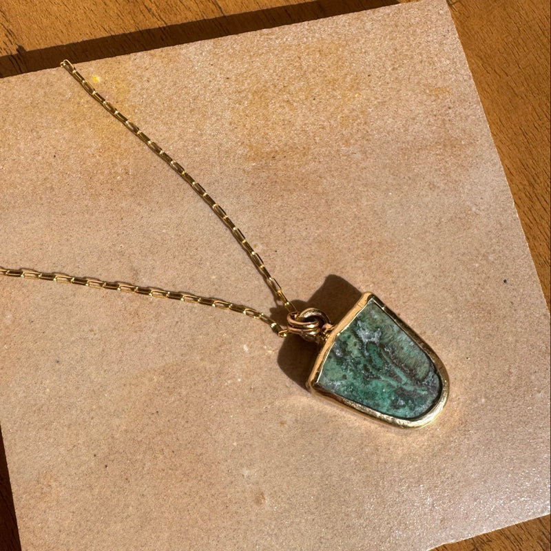 CHRYSOCOLLA NECKLACE / BRONZE & GOLD-FILL