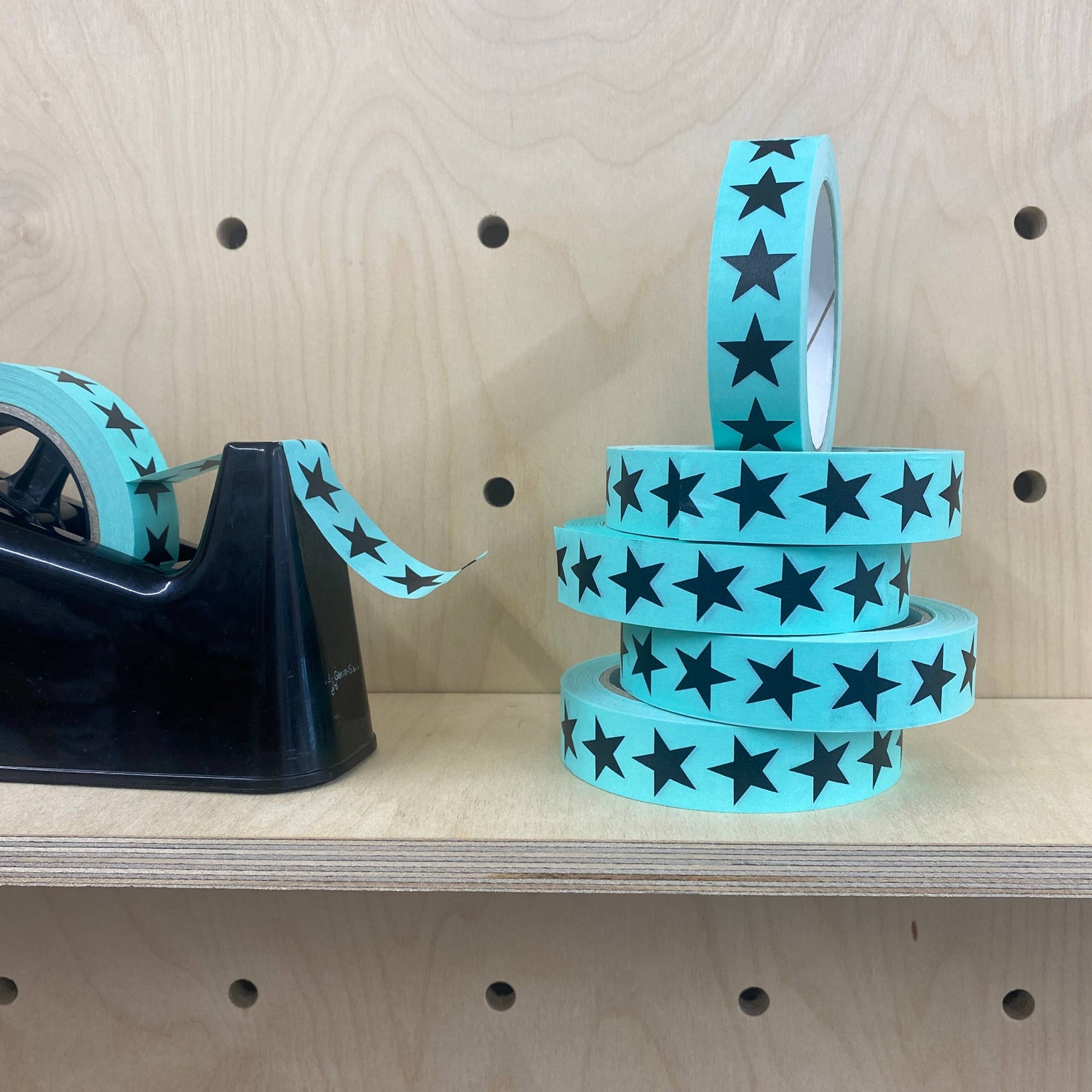 Eco Paper Tape, Turquoise Star