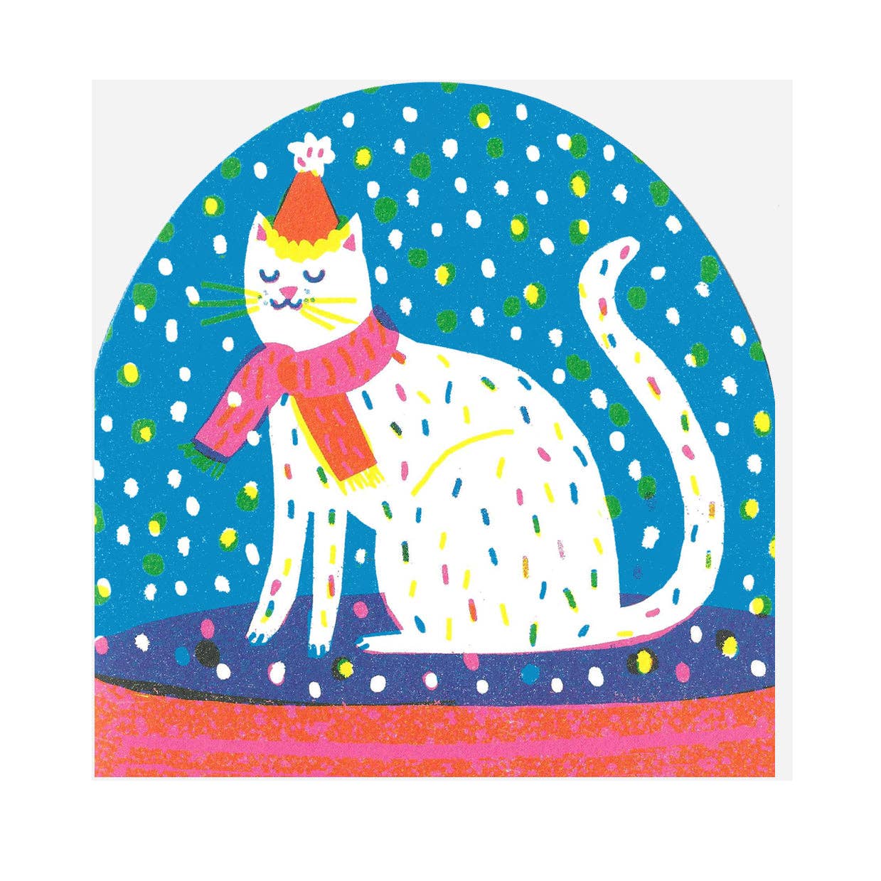 Winter Party Cat Snow Globe Card