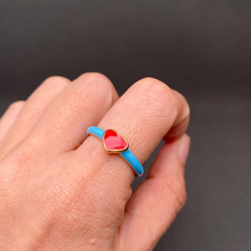 18K Gold Plated RED HEART RING