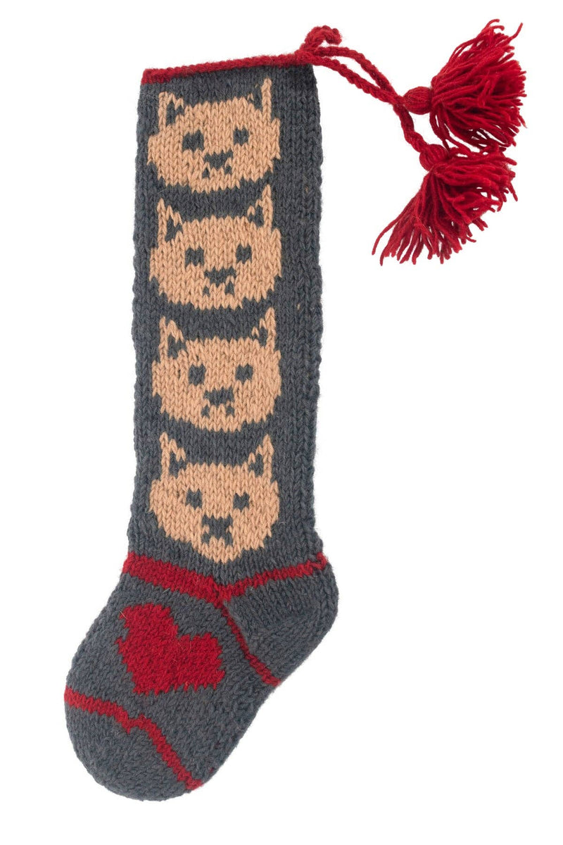 Kitty Hand Knit Wool Stocking