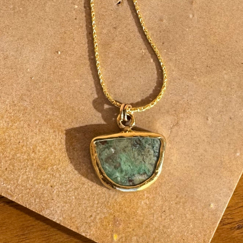 CHRYSOCOLLA NECKLACE / BRONZE & GOLD-FILL #2